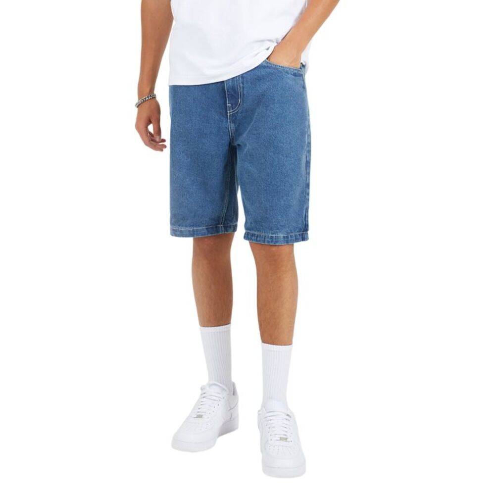 Brave Soul Mens Washed Denim Turned Up Hem Shorts / Light Blue